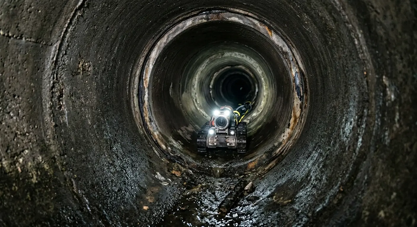 Robotic sewer camera inspecting pipe interior for Drain Snake Service in Mechanicville